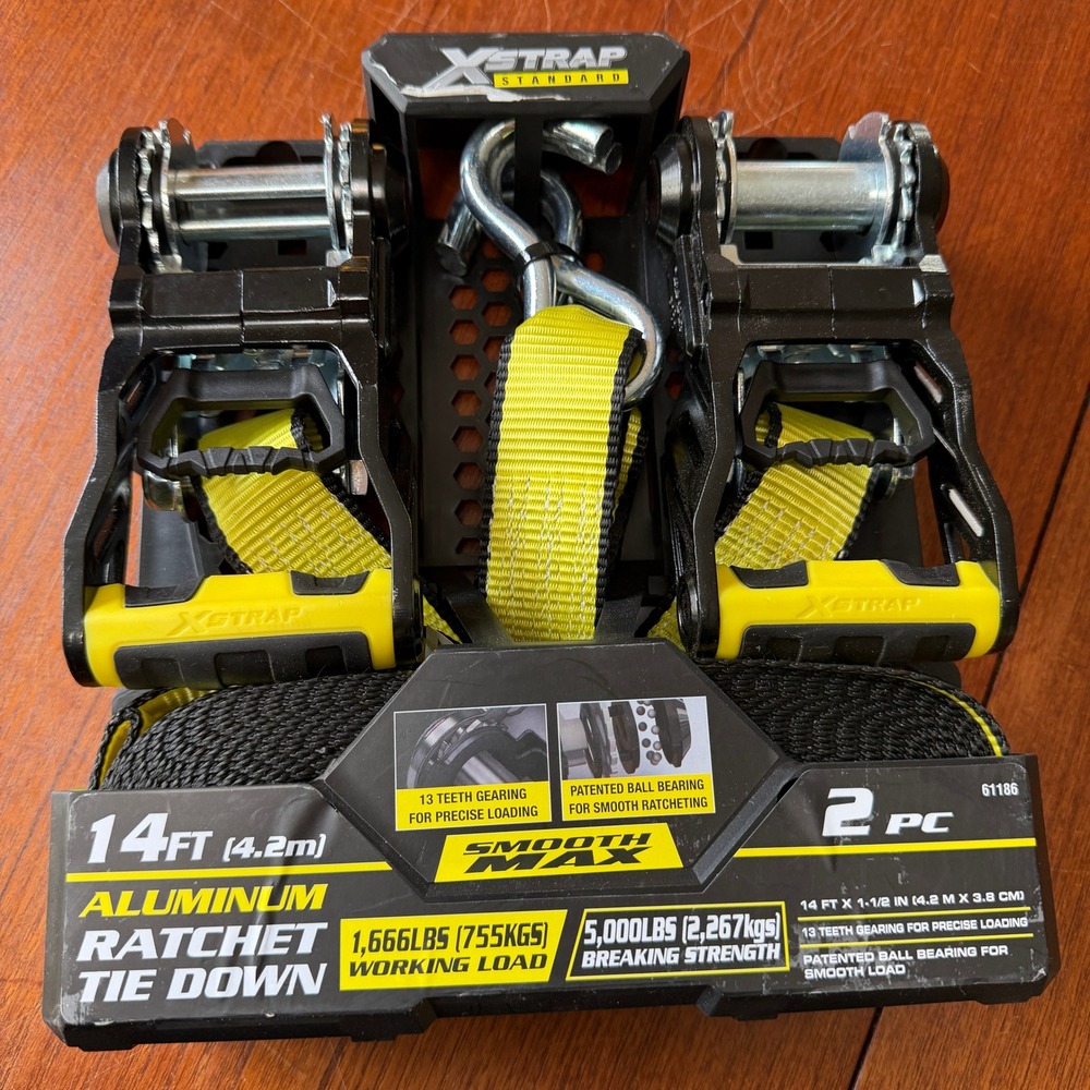 XSTRAP Smooth Max 14ft Aluminum Ratchet Tie Down 2pc Set 5000lb Cargo Tow Haul